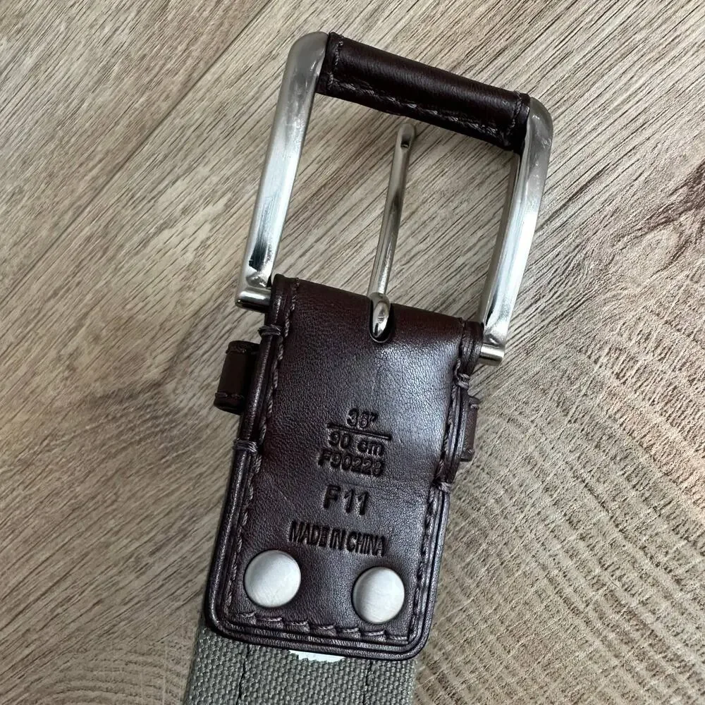 Coach Leather and Canvas Silver Tone Hardware Belt 38 inch